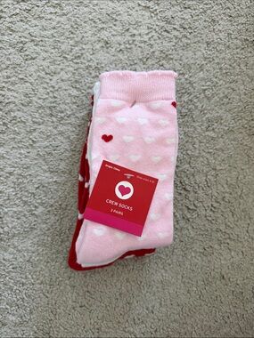 Target Pink and Red Heart Crew Socks - Pack of 3
